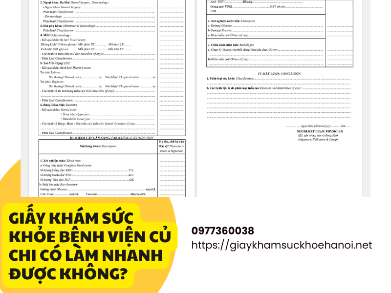 Giấy khám sức khỏe bệnh viện Củ Chi: thông tin cần biết!