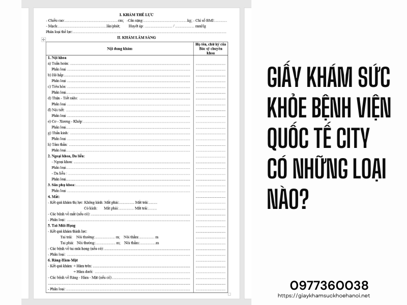 Thông tin về dịch vụ làm giấy khám sức khỏe bệnh viện Quốc tế City