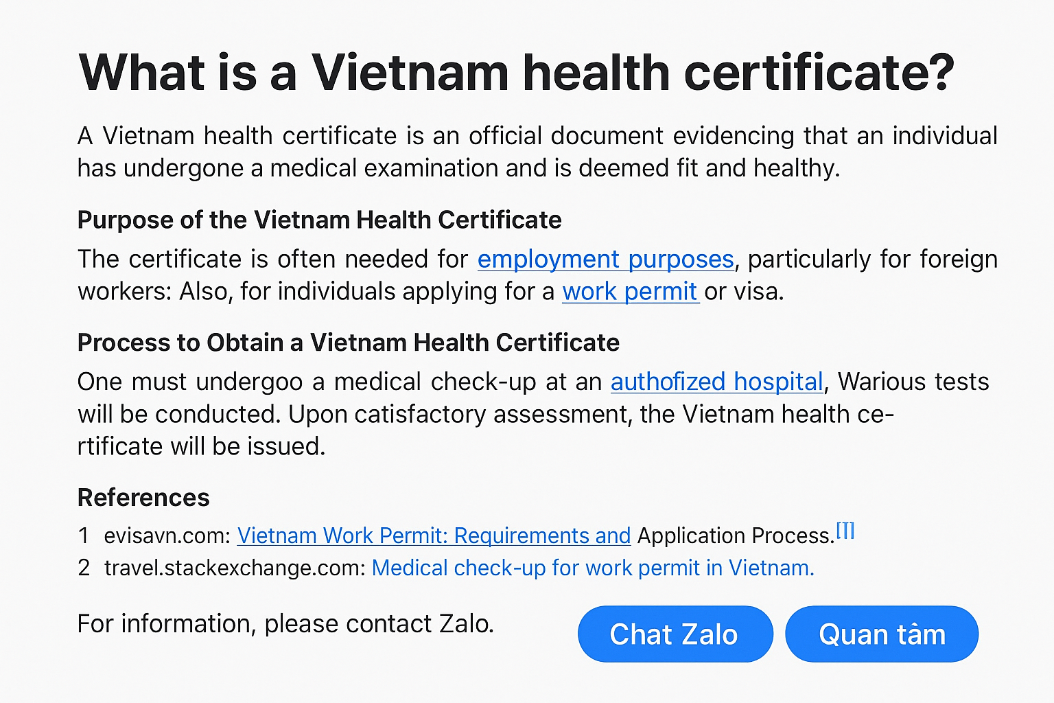 What is a Vietnam health certificate