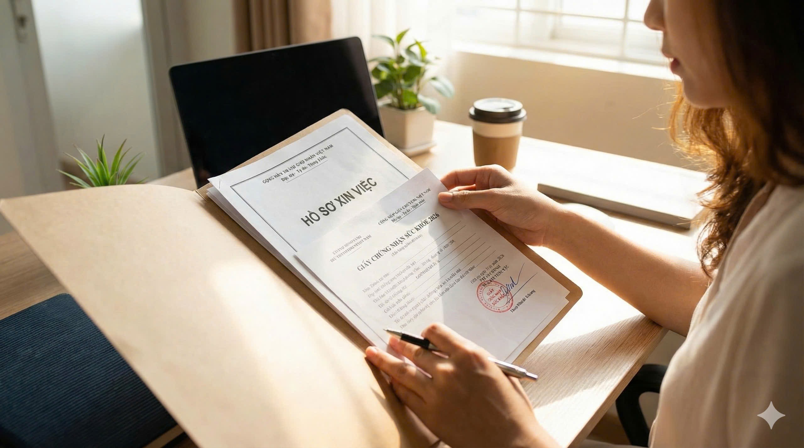 Người lao động đang kiểm tra lại các mục khám trong giấy chứng nhận sức khỏe xin việc 2026