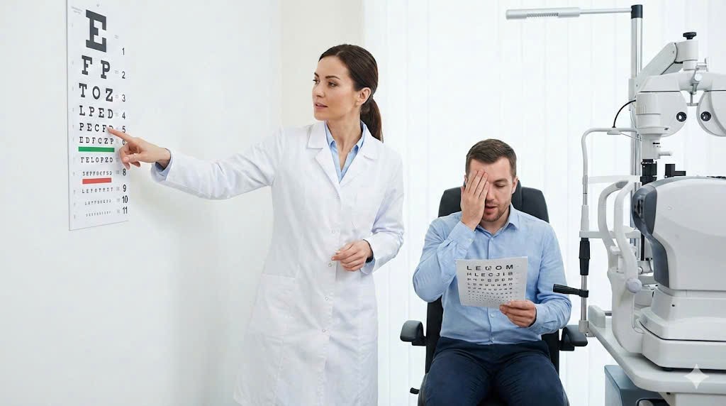 khám mắt đo thị lực làm giấy khám sức khỏe